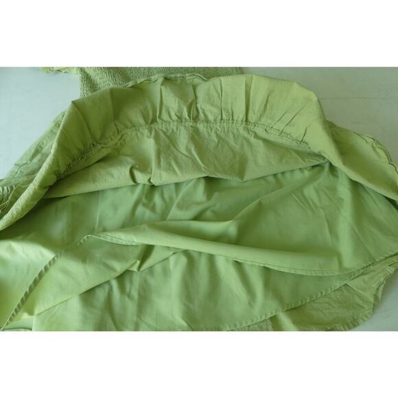 Le Lis Women’s M Green Smocked Mini Dress Cap Sleeve Milkmaid Peasant - Picture 4 of 8
